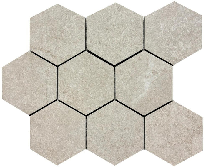 Constanza Desert 4" Hex Porcelain Mosaic Tile 11x14 Sheet