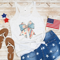 Coquette American Bow Patriotic Graphic Racerback Tank Top