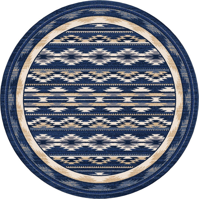 Cornflower Aztec Round Rug - Made in the USA - Your Western Decor