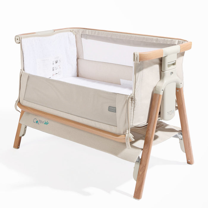 CoZee Air in Scandinavian Walnut and Ecru – cutout showing drop-side panel for safe co-sleeping access