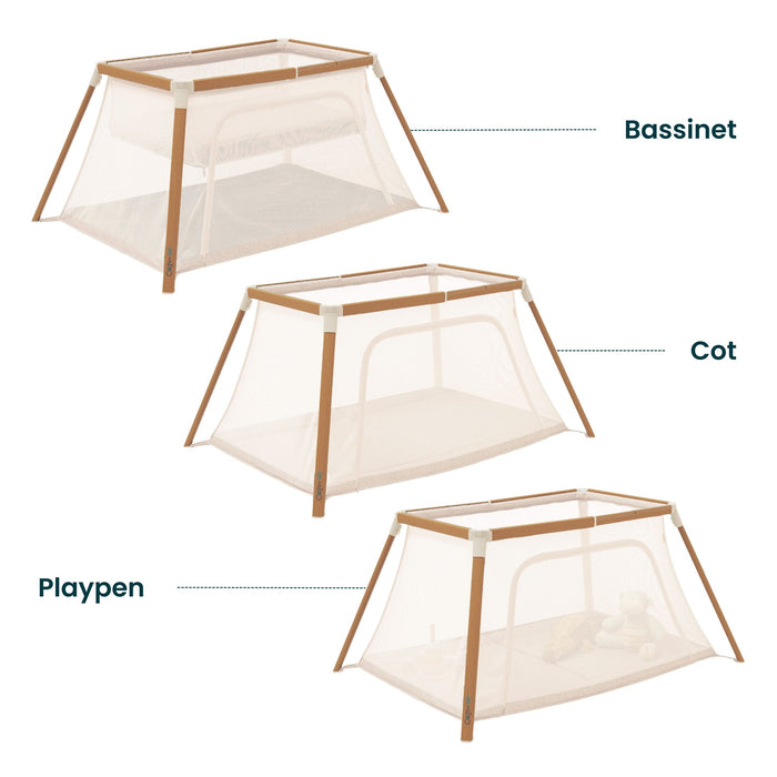 CoZee Go Travel Cot in bassinet cot and playpen mode – lightweight multifunctional design for travel versatility