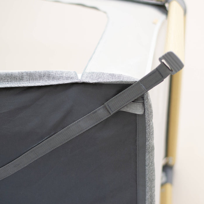 CoZee Go Waterproof Fitted Sheet in White, when added to the CoZee Go mattress in floor bed mode it has an adjustable tension strap for added frame stability during use or travel