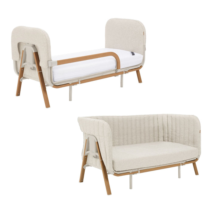 CoZee XL in Scandinavian Walnut & Ecru – expands from toddler bed to sofa for long-term use