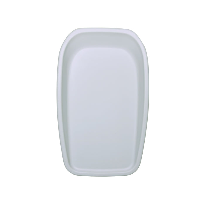 Front cutout view of the Cushi baby changing mat in cloud grey, designed with smooth contours and raised protective edges