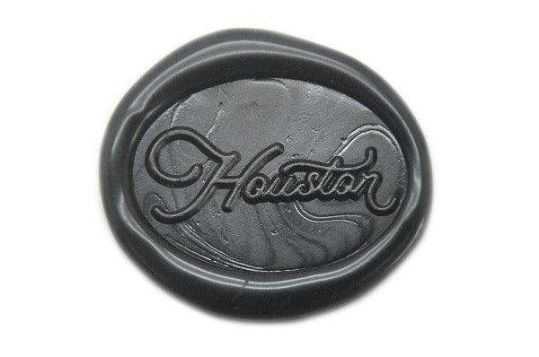 Custom Modern Calligraphy Word Wax Seal Stamp - Backtozero B20 - 9wordsLONGhandle, Black, Calligraphy, Monogram, oval, Personalized, Wedding