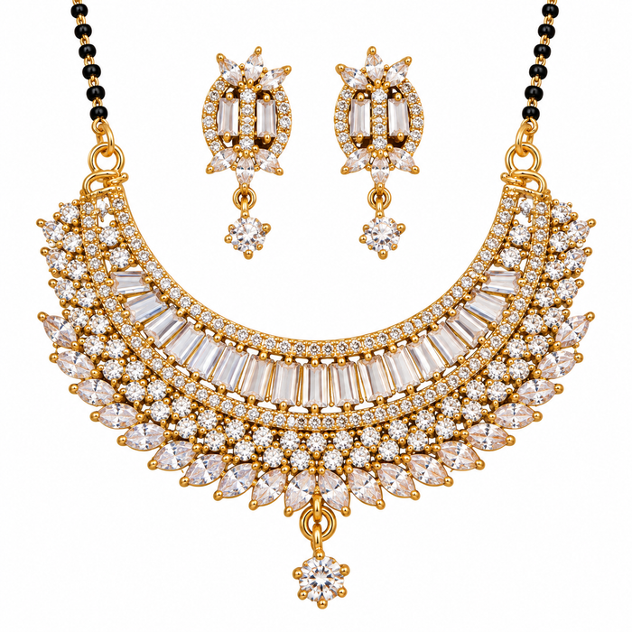 CZ mangalsutra necklace and earring set