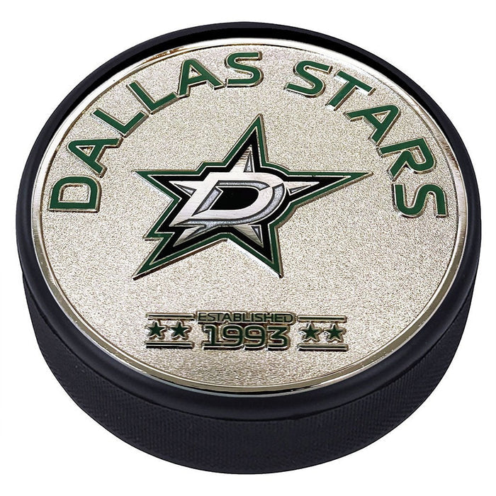 Dallas Stars Puck - Silver Established Medallion