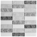Dark and Light Grey 1.5x4 Soldier Glass Mosaic Tile 12x12 Sheet