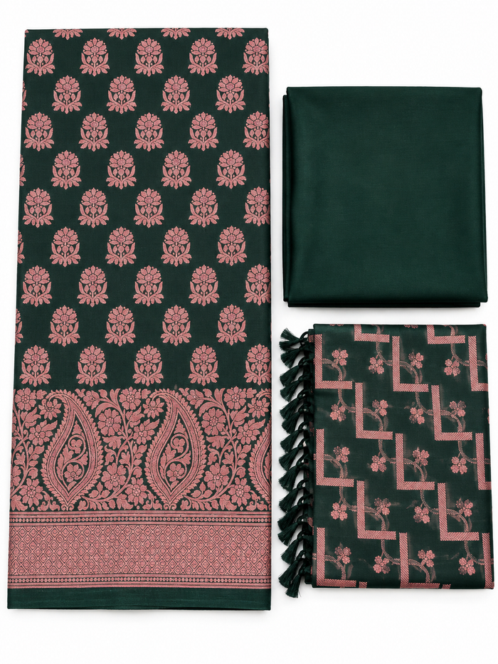 Dark green and dusty rose unstitched three-piece suit