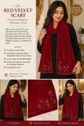 Deep red velvet rhinestone scarf