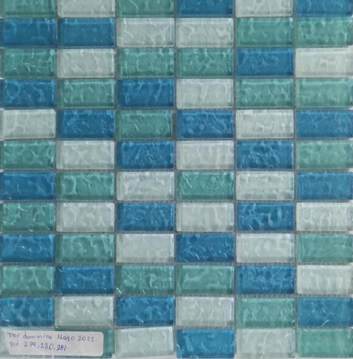Domenica Water 1x2 Glass Mosaic Tile 12x12 Sheet