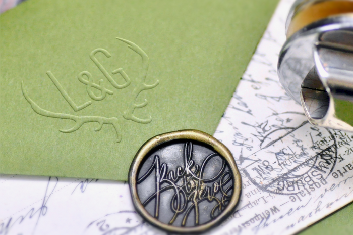 Double Initials Antler Embosser - Backtozero B20 - 2 initials, Double Initials, Embosser, embosser2initials, Monogram, Wedding, wedding embosser, wreath