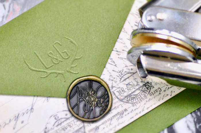 Double Initials Antler Embosser - Backtozero B20 - 2 initials, Double Initials, Embosser, embosser2initials, Monogram, Wedding, wedding embosser, wreath