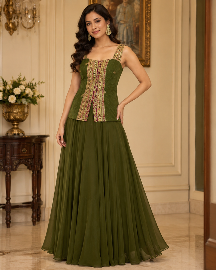 Embroidered palazzo set fabric and border detail