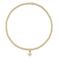 enewton Classic Gold 2mm Bracelet - Signature Cross Small Gold Charm