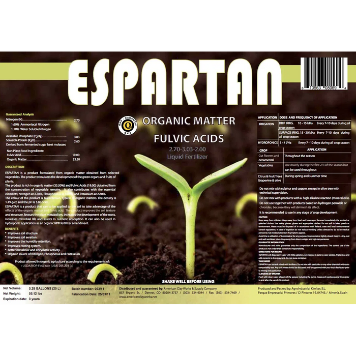 TAS Espartan is an organic master fertilizer specially formulated for selected vegetables. This high-quality fertilizer contains a rich concentration of organic matter, providing essential nutrients to optimize the growth and yield of your crops.