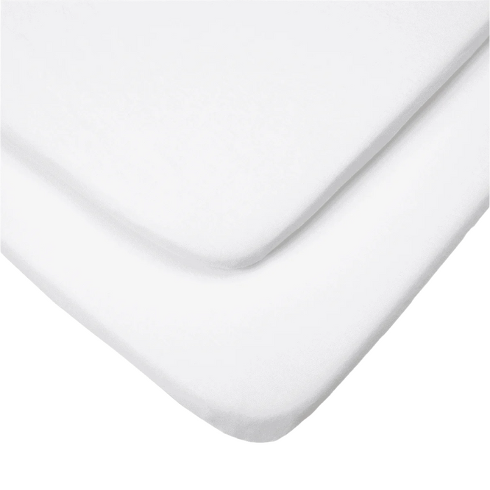 Essentials Crib Fitted Sheets White > soft cotton fabric for a comfortable and secure sleep surface