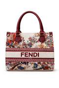 Fendi Roma Floral Embroidery Canvas Tote Bag - Maroon - Nishat Creative Store