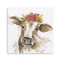 Floral Cow Canvas Wall Art 20"