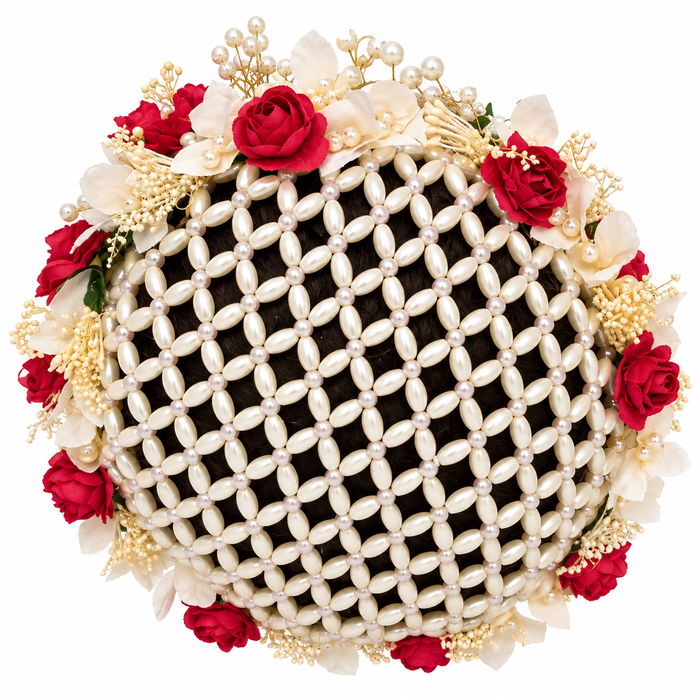 Floral Pearl Hair Bun Cover – Bridal Juda Hair Accessory