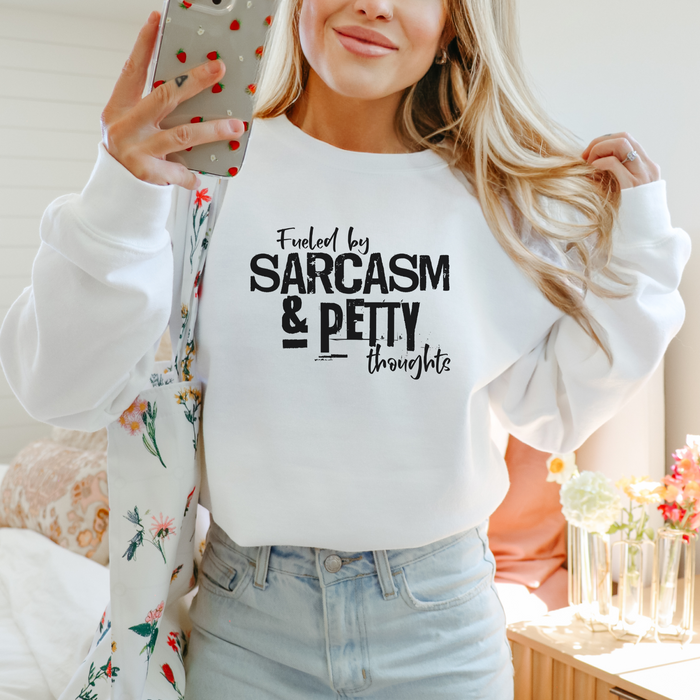Fueled by Sarcasm Funny Women's Crewneck Sweatshirt
