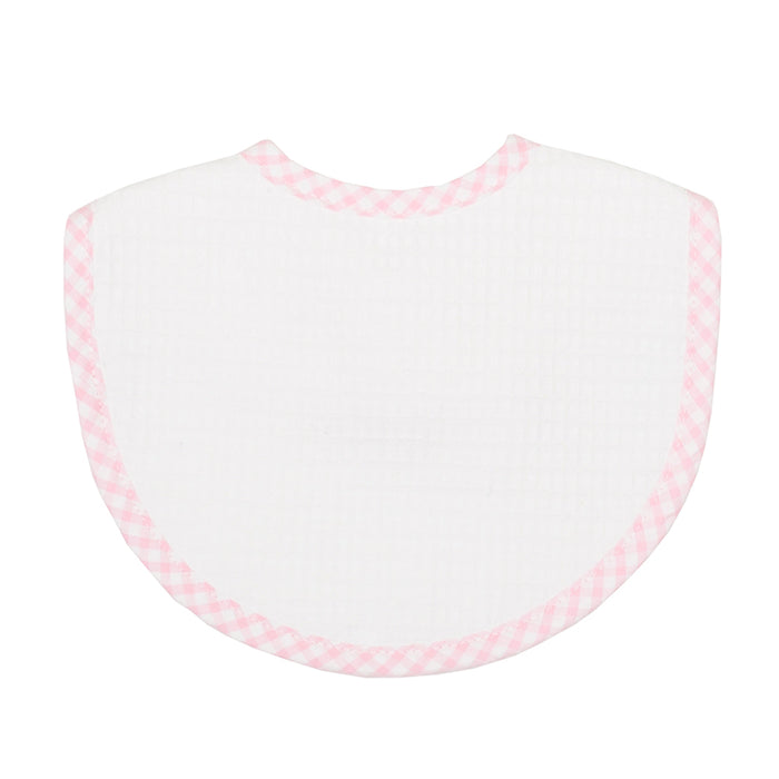 Gingham Trim Bib - Pink