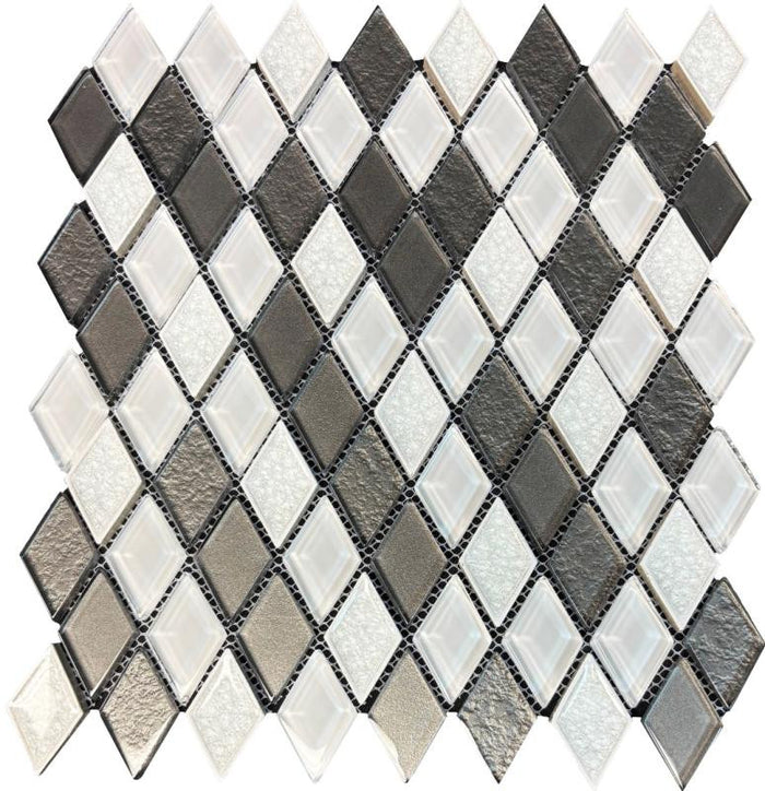 Glacier White Diamond Glass Mosaic Tile 11x12 Sheet