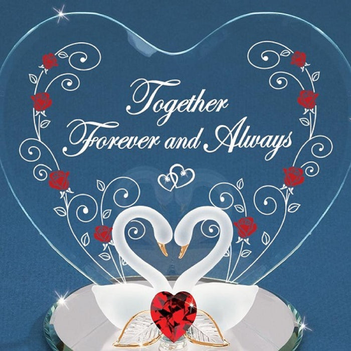 Glass Baron Swan Plaque - Together Forever and Always
