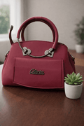 Gloria Heart-Accent Maroon Top-Handle Handbag - Nishat Creative Store