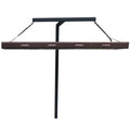 A Go Green Aquaponics light stand with a shelf attached to it.