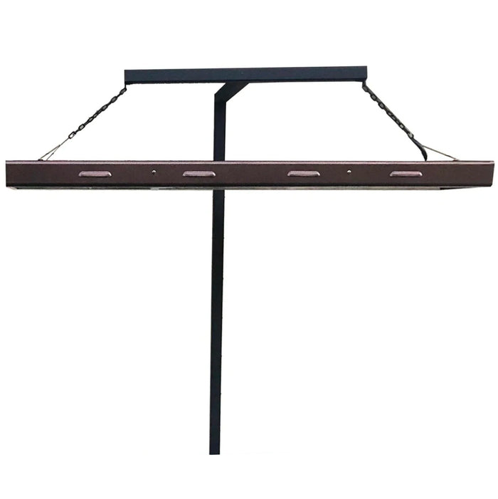 A Go Green Aquaponics light stand with a shelf attached to it.