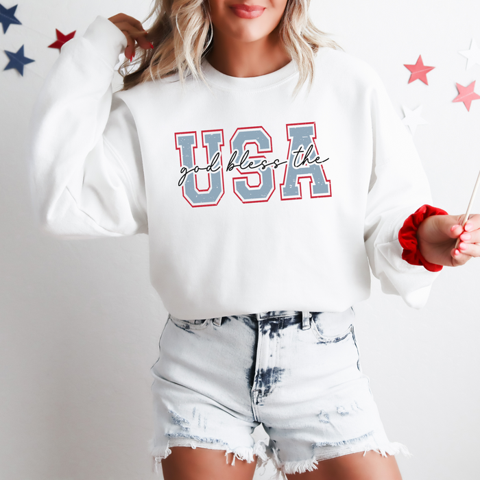 God Bless the USA Patriotic 4th of July Crewneck Sweatshirt