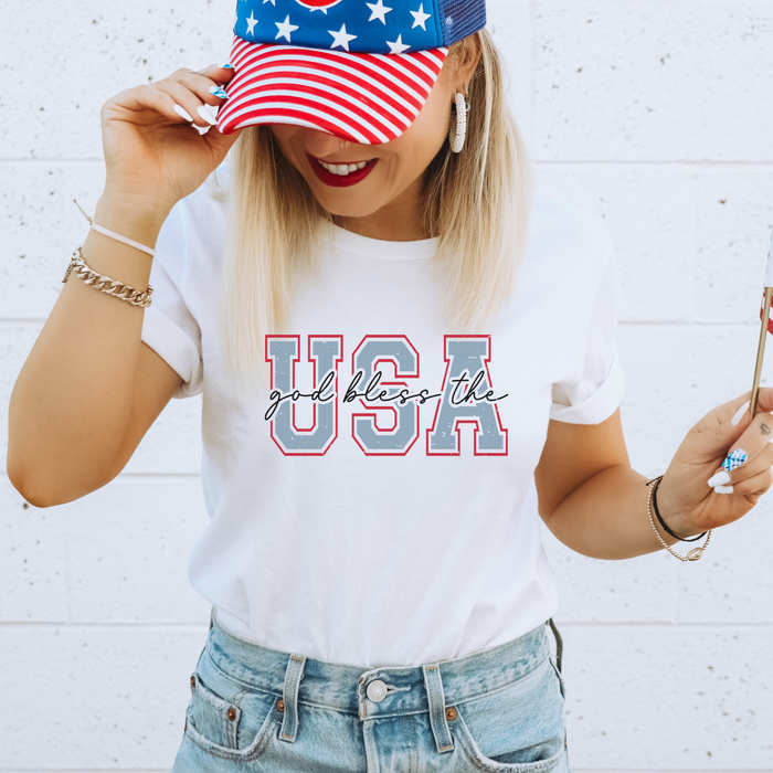 God Bless the USA Patriotic 4th of July Graphic T-Shirt