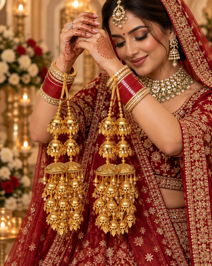 Gold Bridal Kalire – Traditional Punjabi Wedding Kaleere