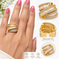 Gold-tone adjustable crystal wrap statement ring