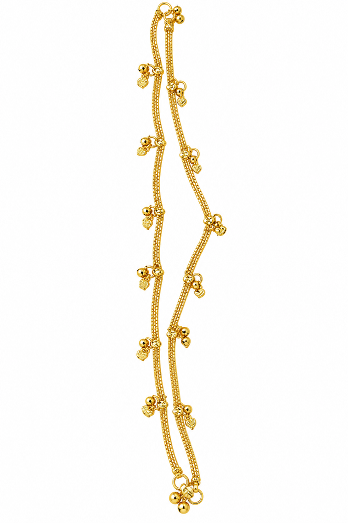 Gold-Tone Anklet Pair