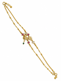 Gold-tone floral payal anklet pair