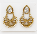 Gold-Tone Pearl & Crystal Chandbali Earrings