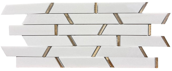 Golden Thassos Linear Marble Mosaic Tile 12x12 Sheet