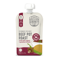 Serenity Kids beef pot roast baby food pouch on a white background
