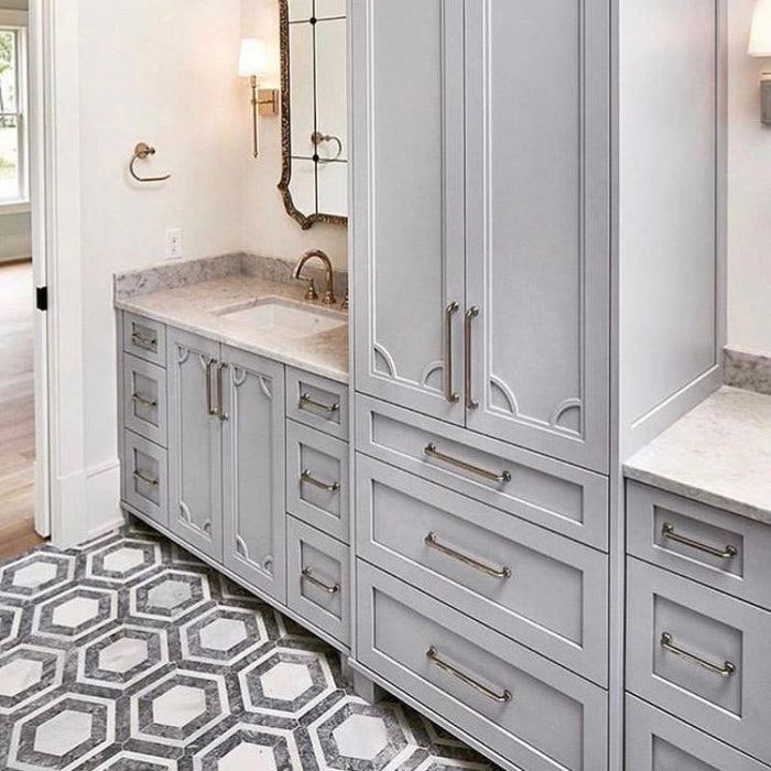 Grey and White Marble Hexagon Honed Tile 12x10 Marble Tile