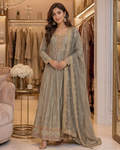 Grey embroidered suit set