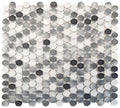 Black and white penny mosaic wall and shower tile