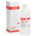 A bottle of Hanna pH 4.01 Calibration Buffer Solution (500 mL), a TAS pH calibration buffer solution, in front of a box.