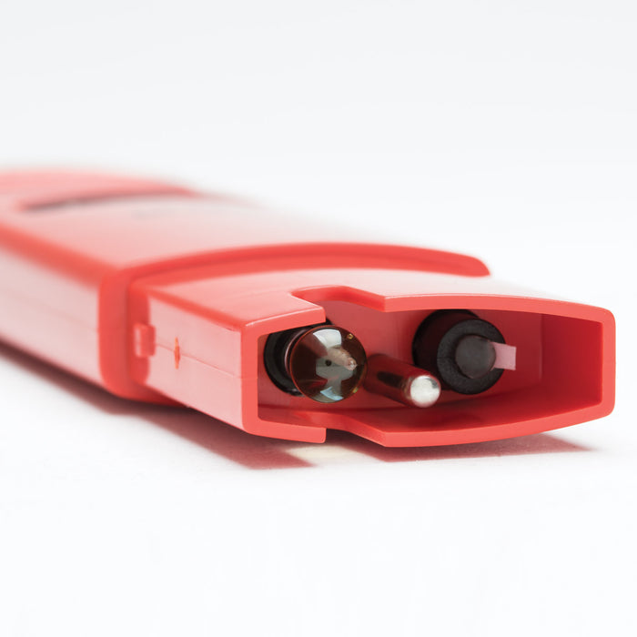 A close up of a TAS Hanna Waterproof Pocket pH Tester with temperature compensation.