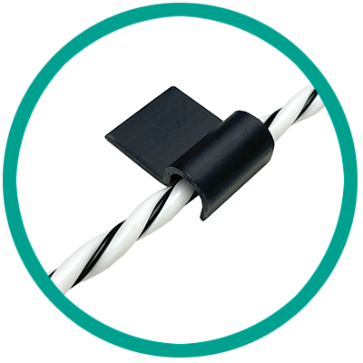 A black and white HYDROS Rope Leak Detection Extension Cable holder for an extension cable from the brand TAS.