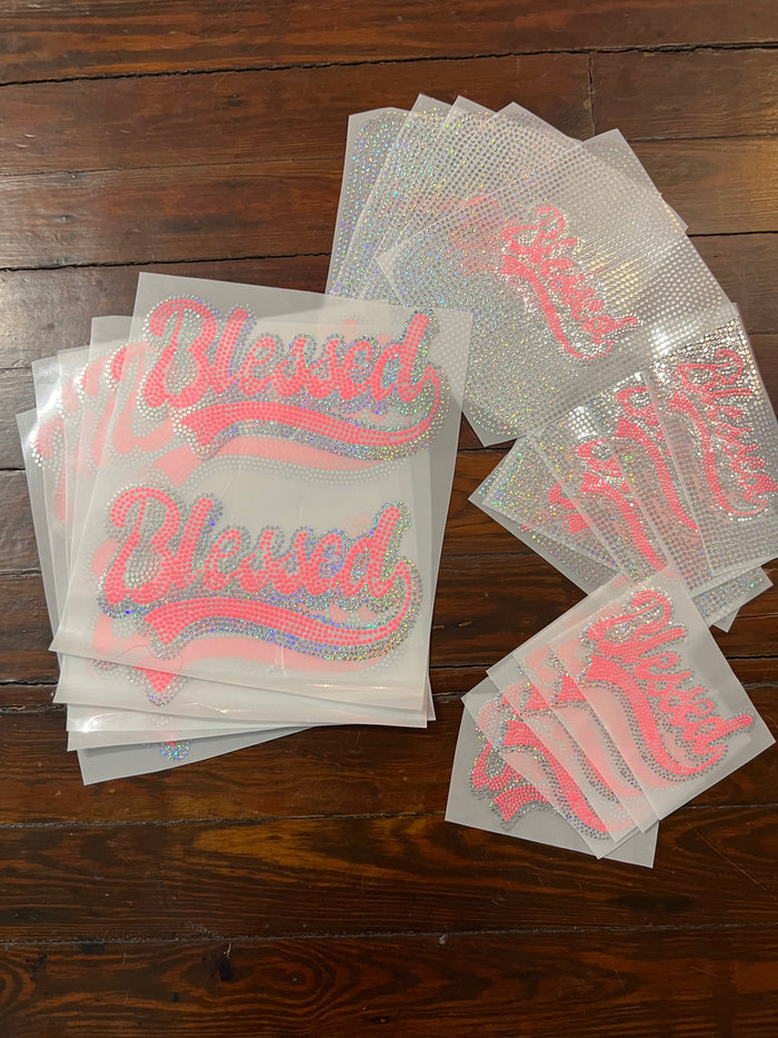 BLESSED TUMBLER BLING TRANSFERS