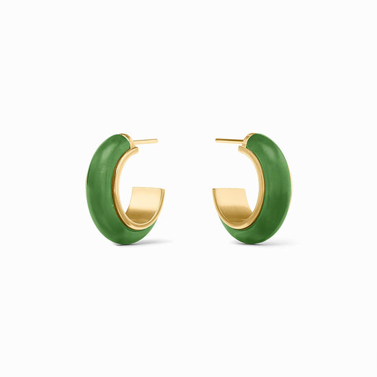 Julie Vos Gold Carnaby Hoops -Palmetto Green -S