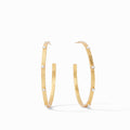 Julie Vos Gold Crescent Stone Hoops -Pearl