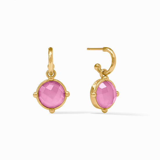 Julie Vos Gold Honeybee Hoop & Charm Earrings -Iridescent Tourmaline Pink